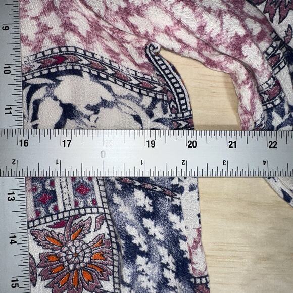 Vintage America Blues Patchwork Boho Peasant Top XL - Picture 8 of 9